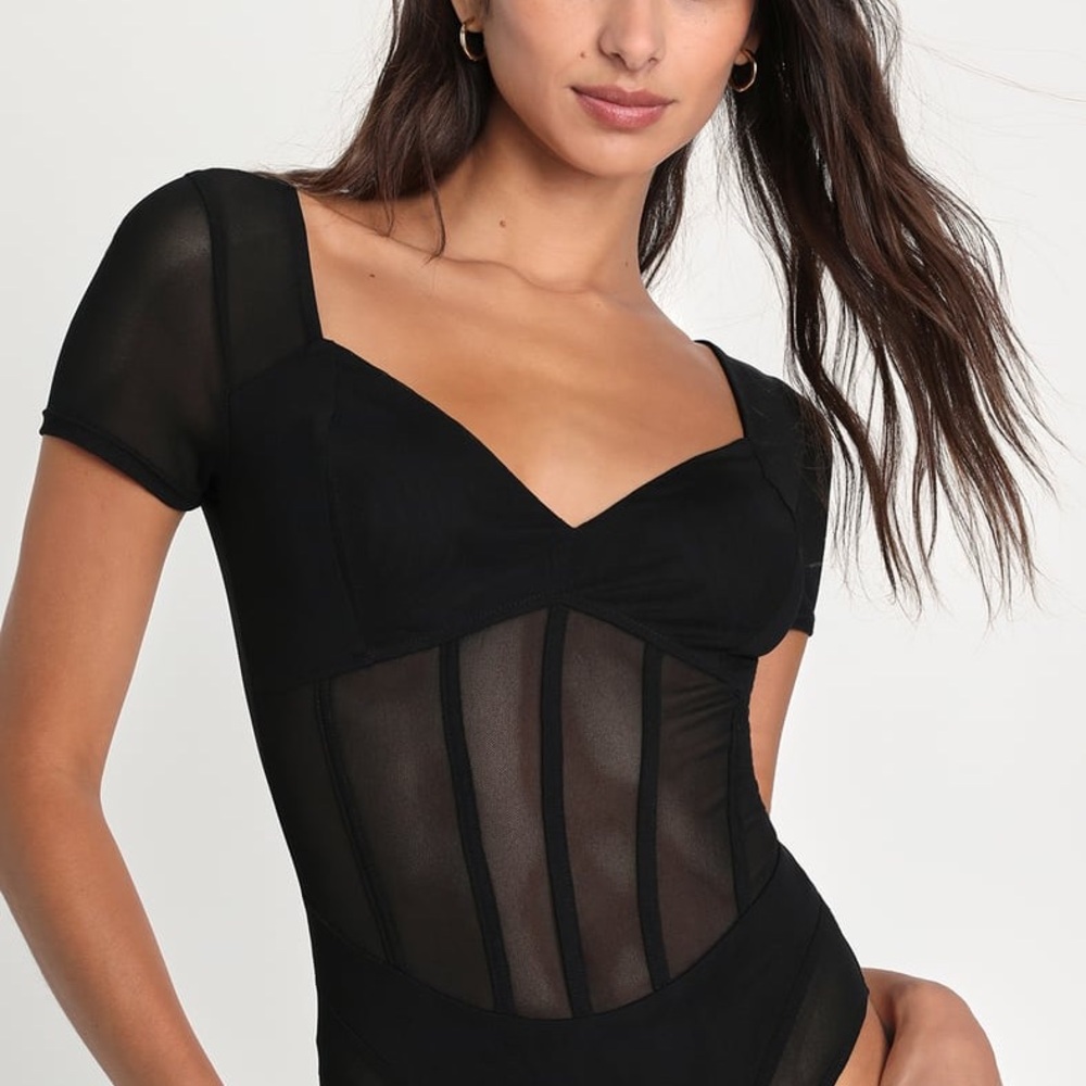 Lulus Chic Black Sheer Bodysuit